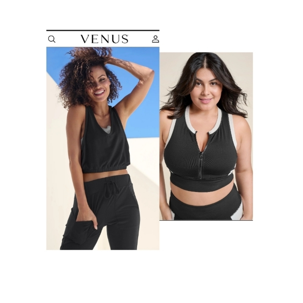 Venus Bundle Of 2: Zip-Front Crop Tank & Basic Crop Tank